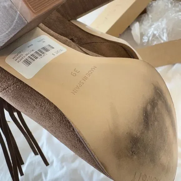 Howsty Marci Suede Western Bootie in Taupe Size 39 - Picture 6 of 8